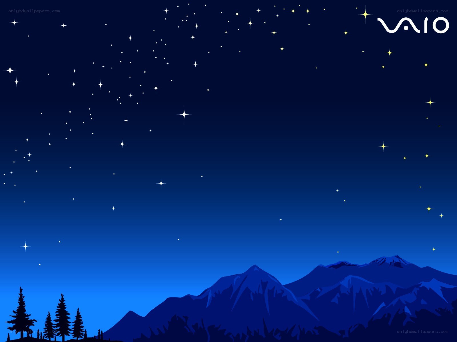 Starry night over mountains