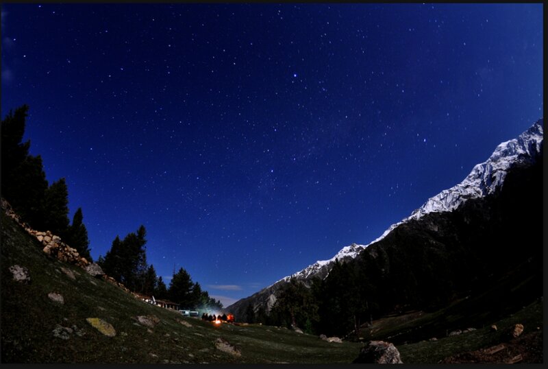 Starry Night over Mountains — Blue