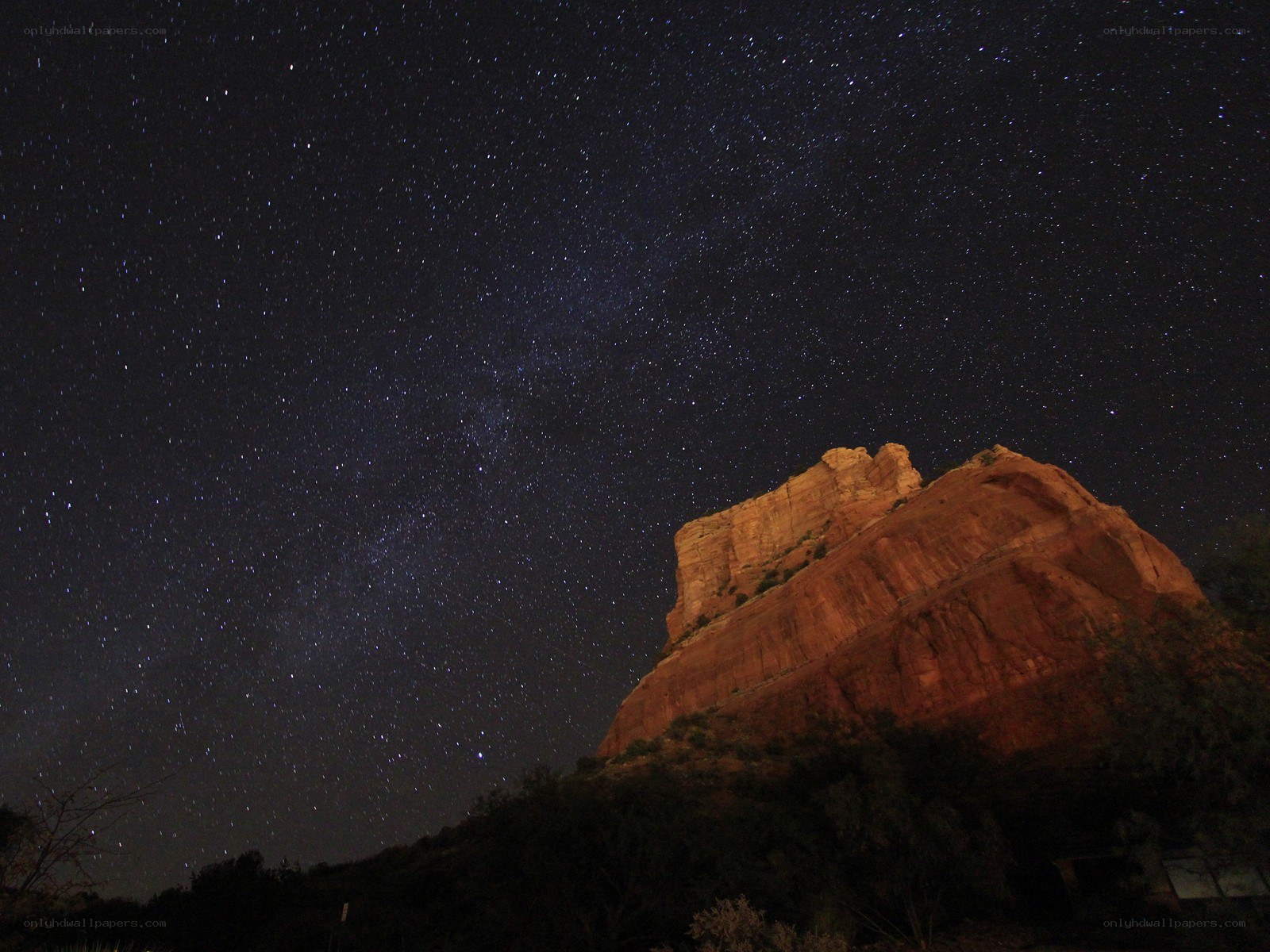 Starry night over red rock