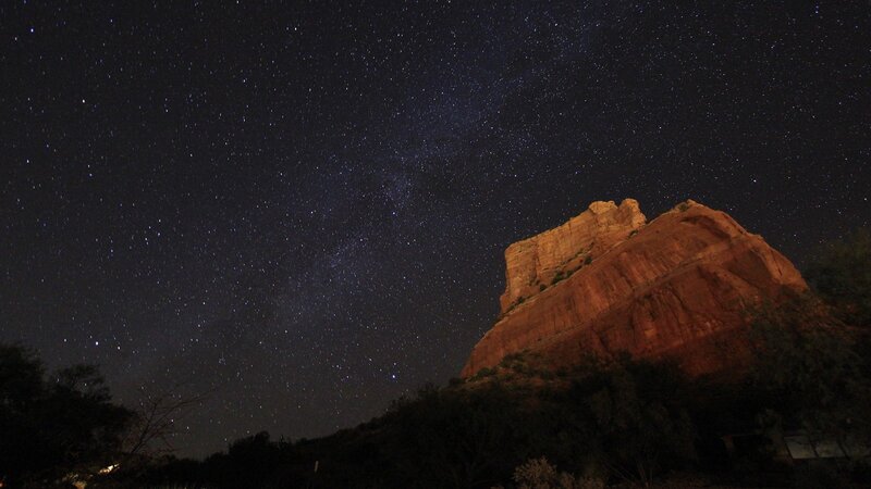 Starry night over red rock