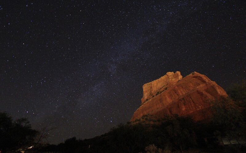 Starry night over red rock
