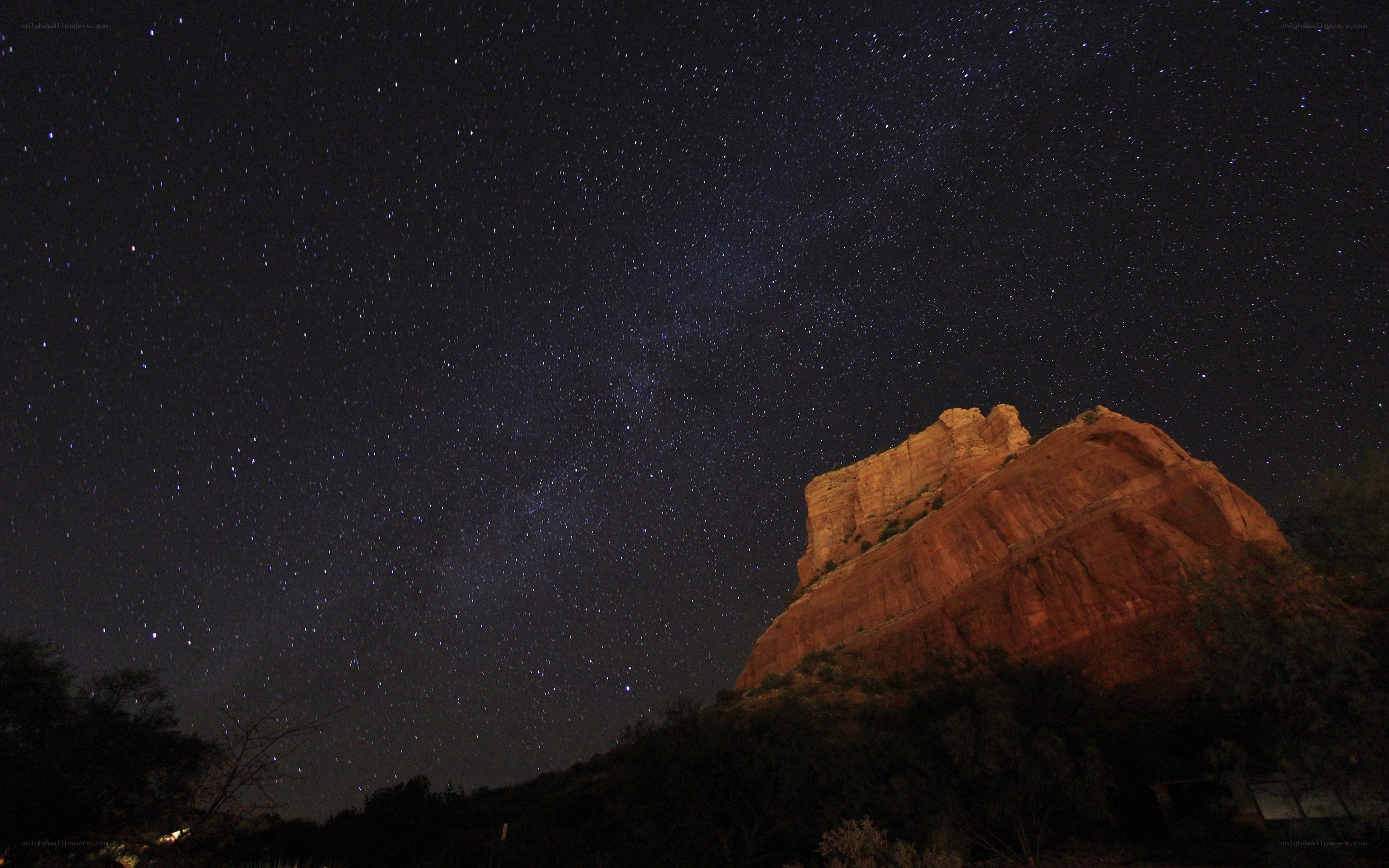 Starry night over red rock