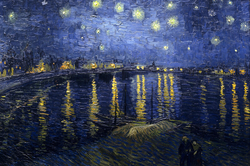 Starry Night over River — Blue, Dramatic, Painting, Stars