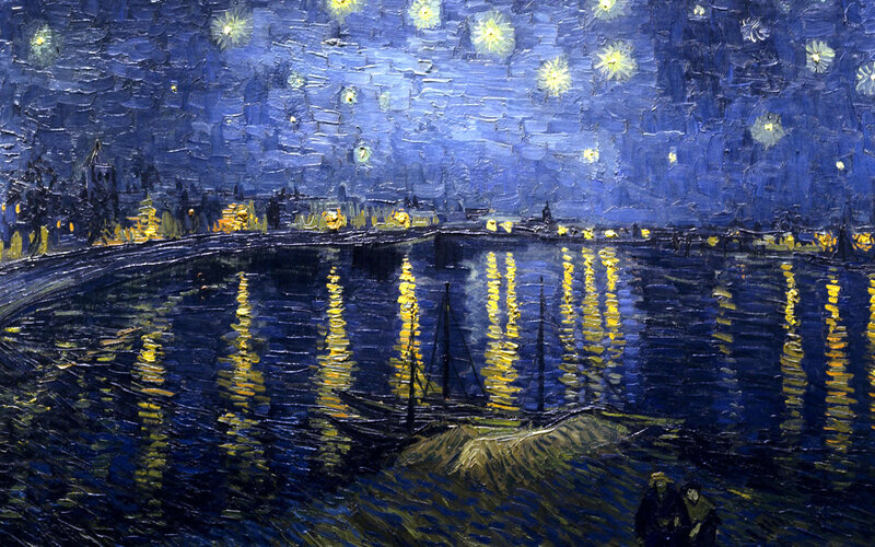 Starry Night over River — Blue