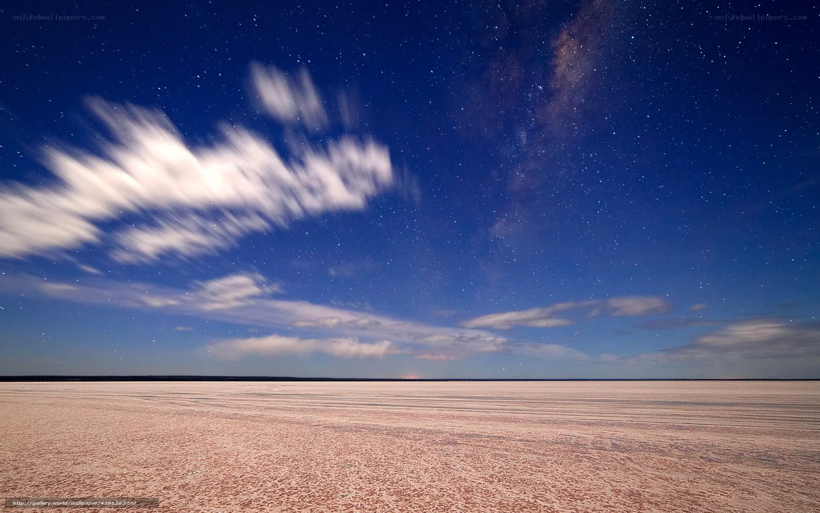 Starry night over salt flats