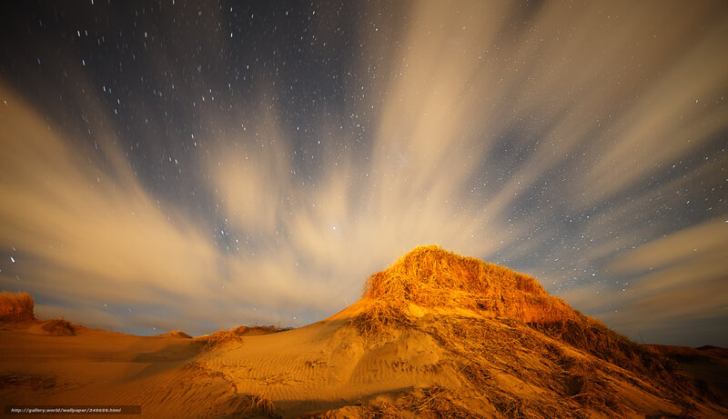 Starry night over sand dunes
