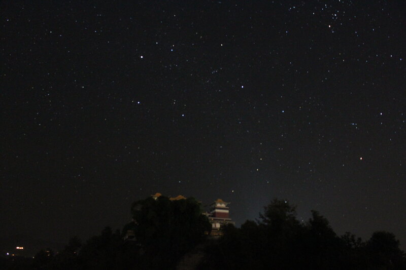 Starry night over temple