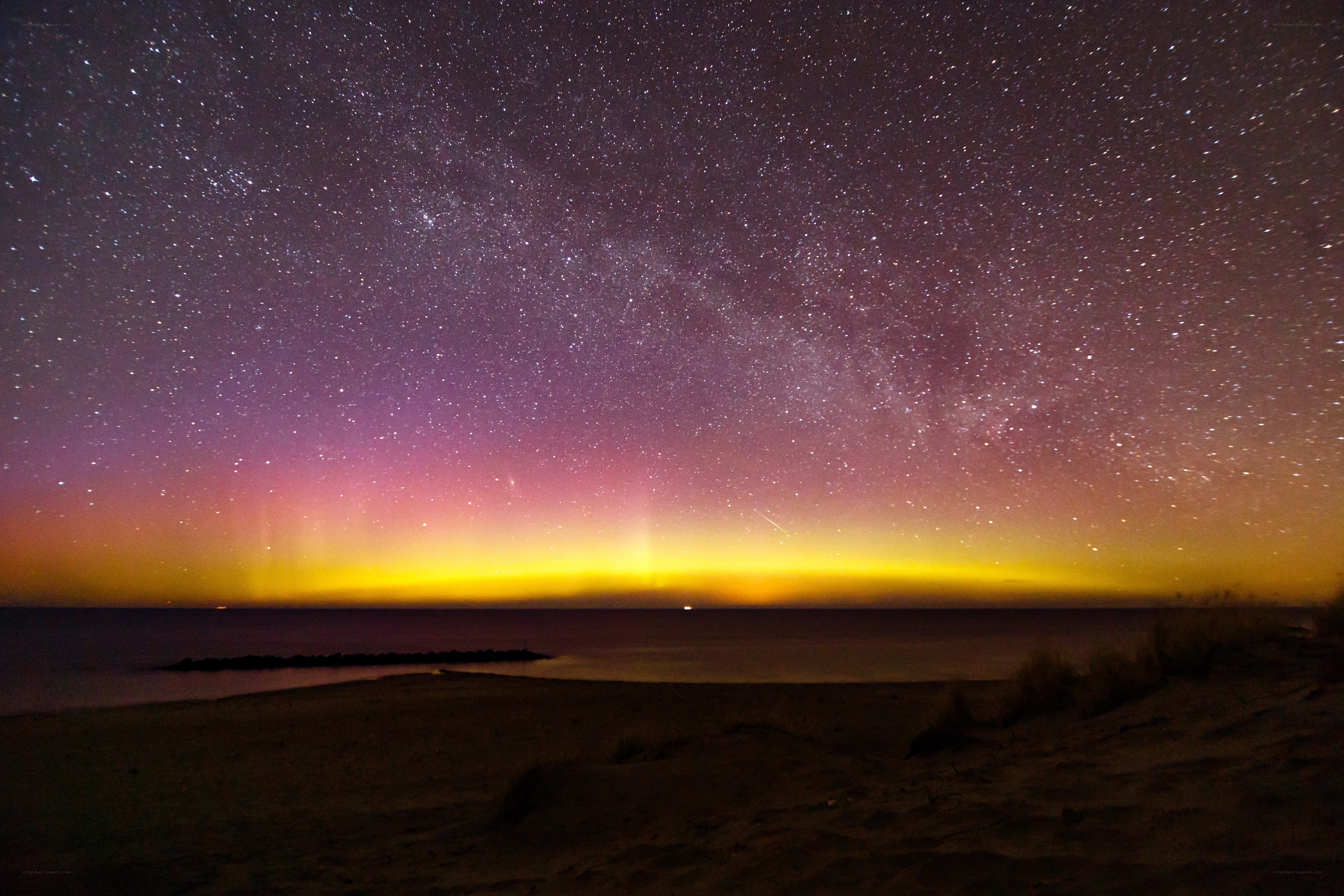 Starry night over the beach