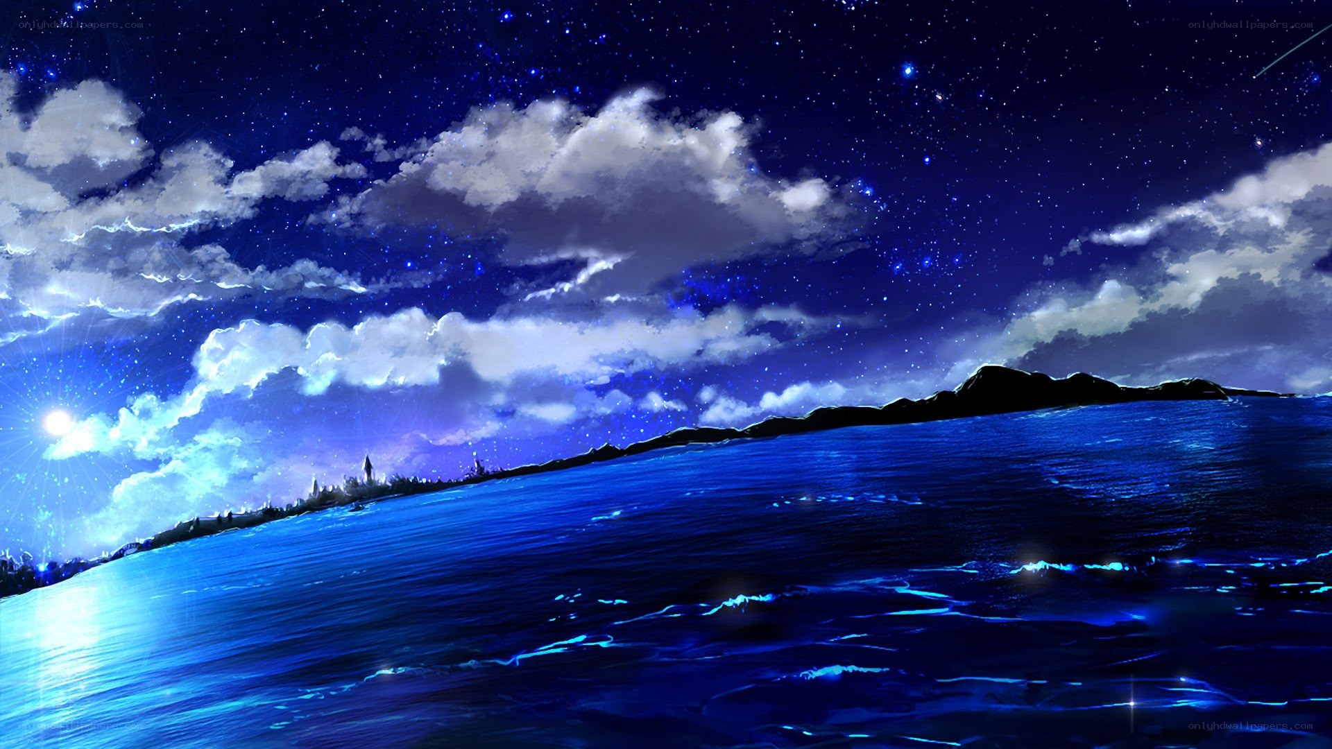 Starry night over the ocean