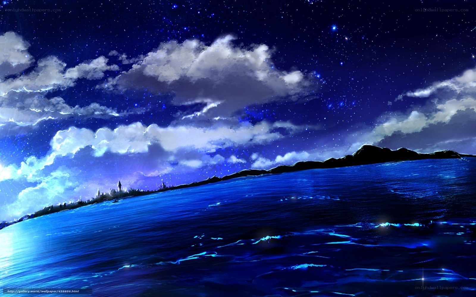 Starry night over the ocean