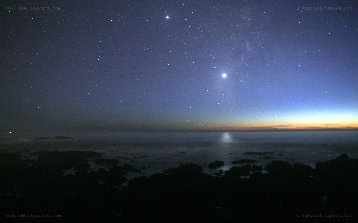 Starry night over the ocean