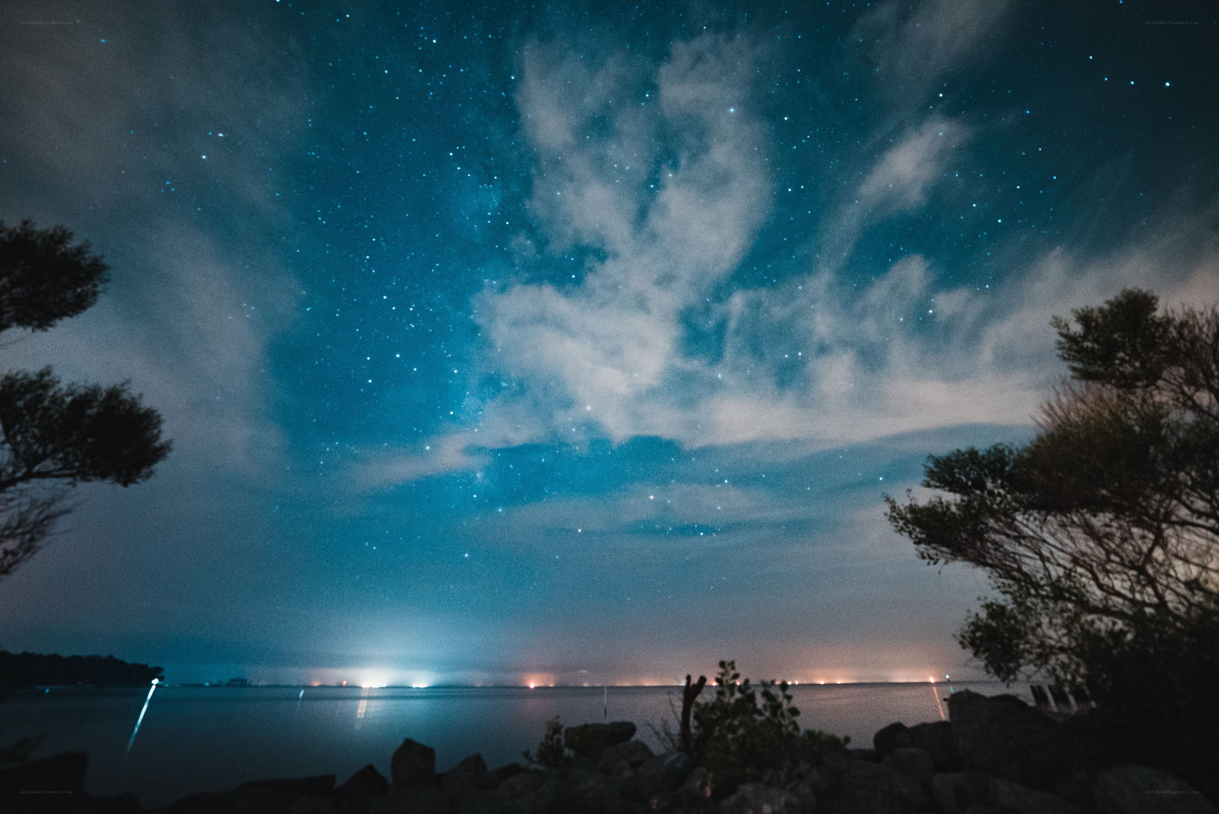 Starry night over the water
