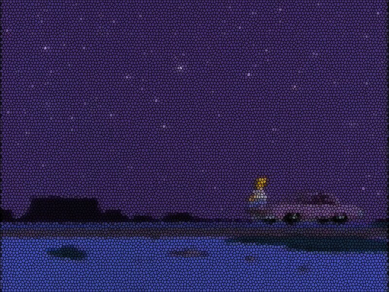 Starry night over water