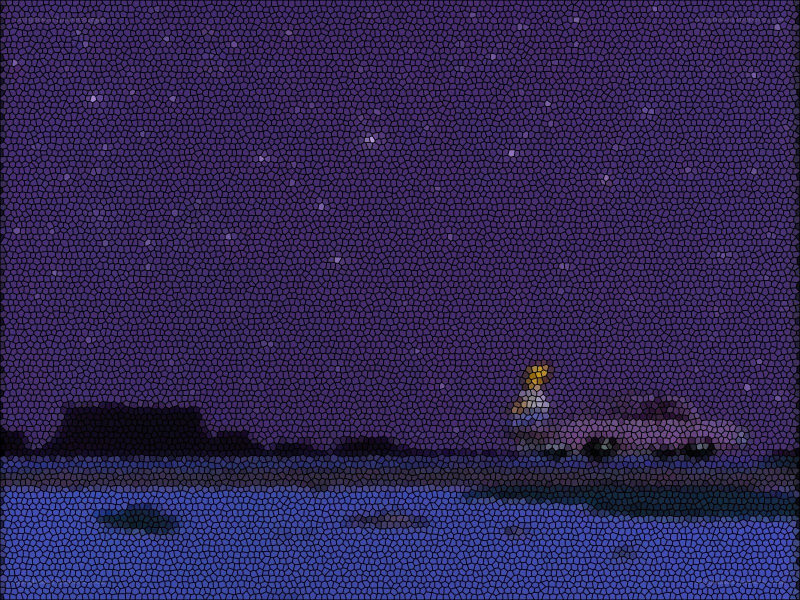 Starry night over water
