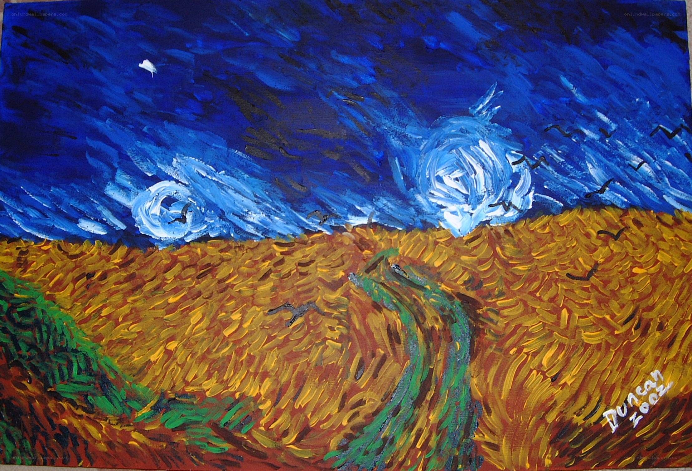 Starry night over wheat field