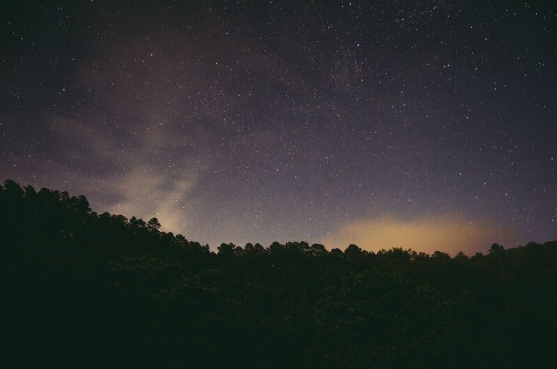 Starry Night Sky — Black, Serene, Photograph, Trees