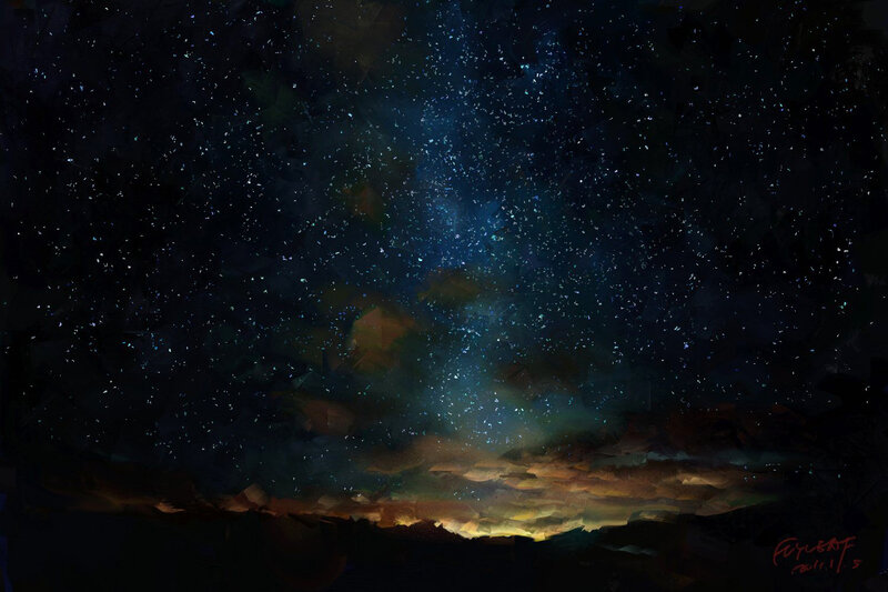 Starry Night Sky — Black
