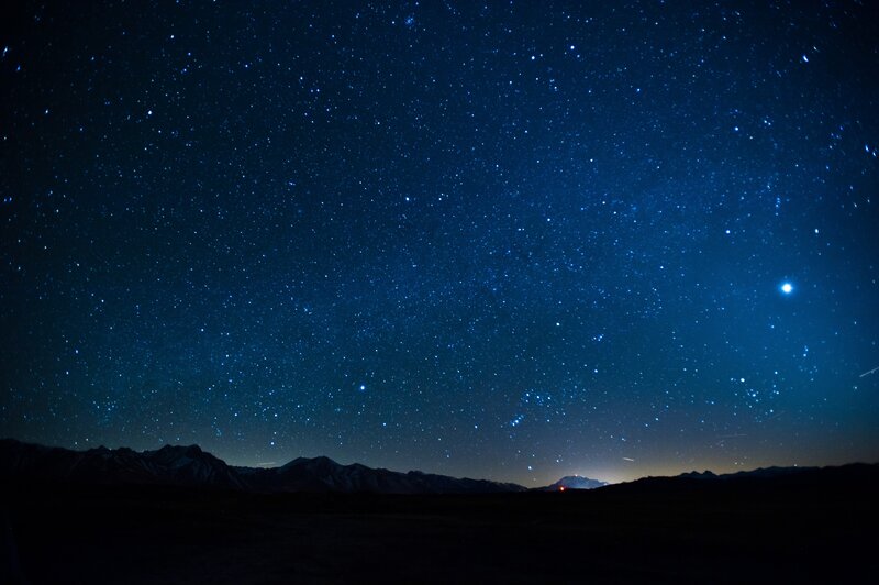 Starry Night Sky — Blue, Serene, Photograph, Mountains