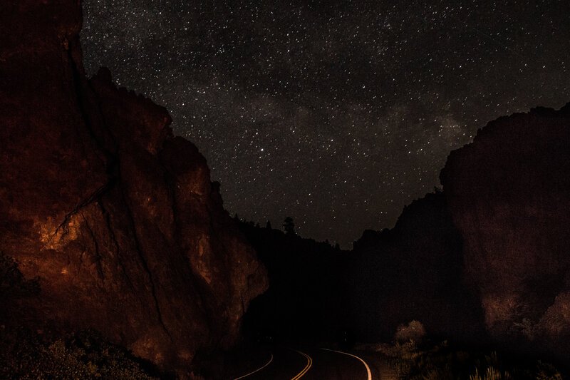 Starry Night Sky over Canyon