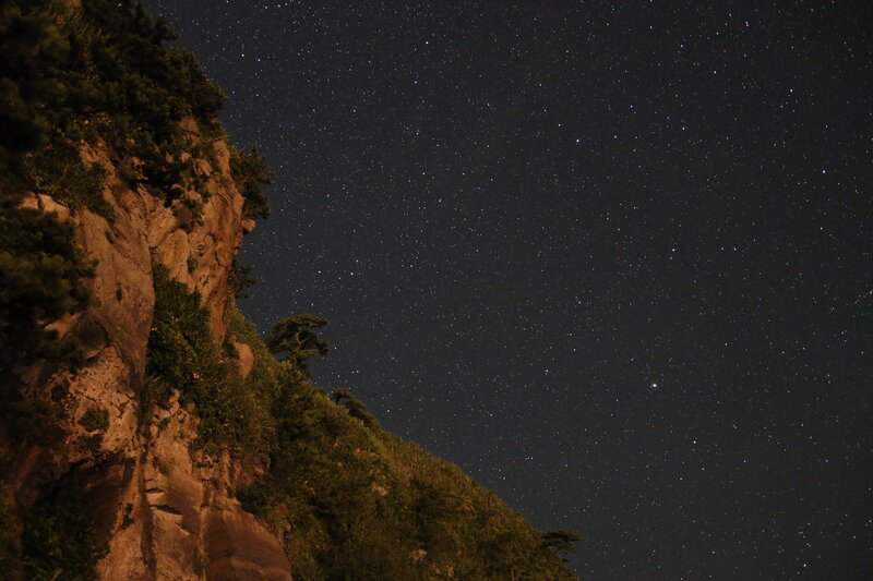 Starry Night Sky over Cliff