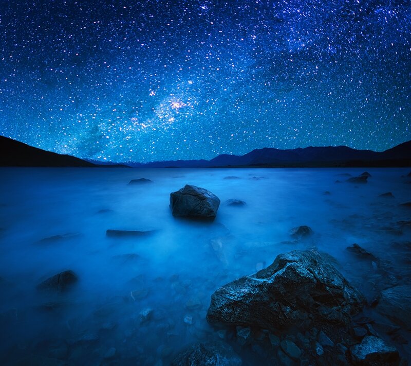 Starry Night Sky over Lake