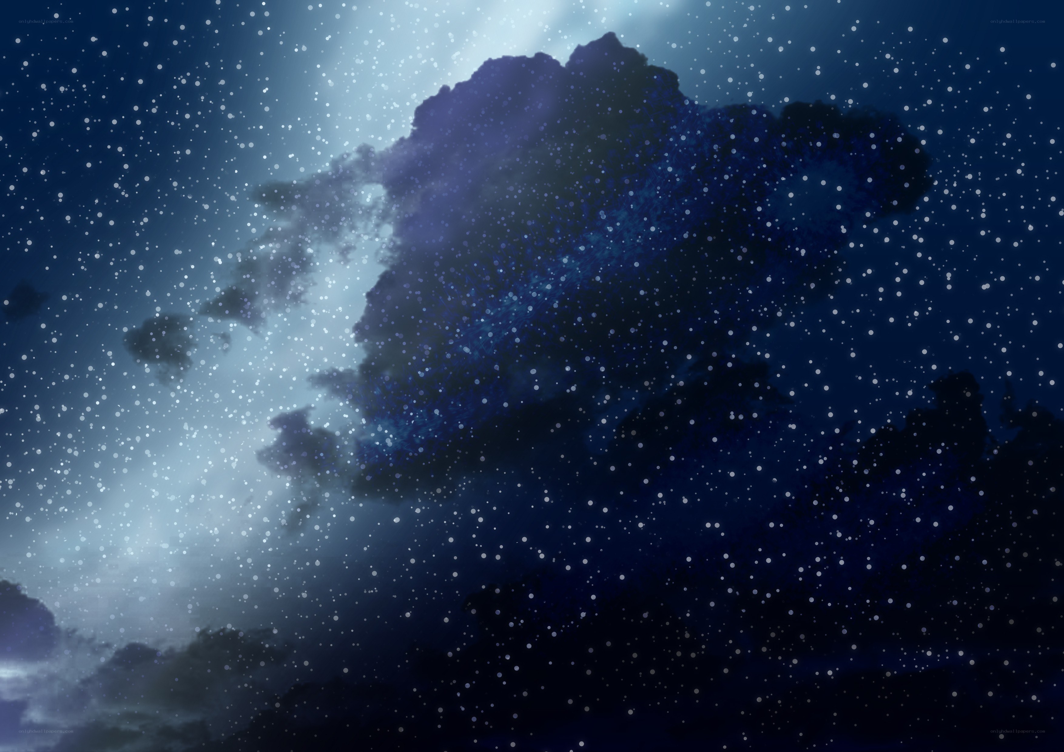 Starry night sky with clouds