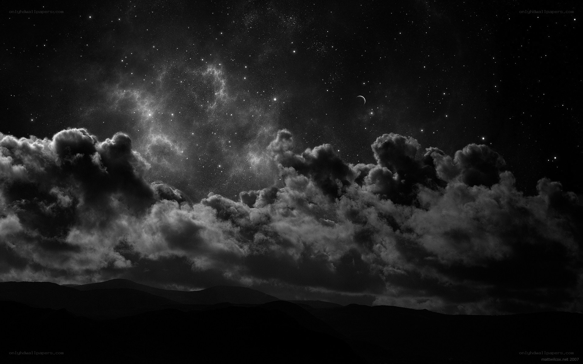 Starry night with clouds