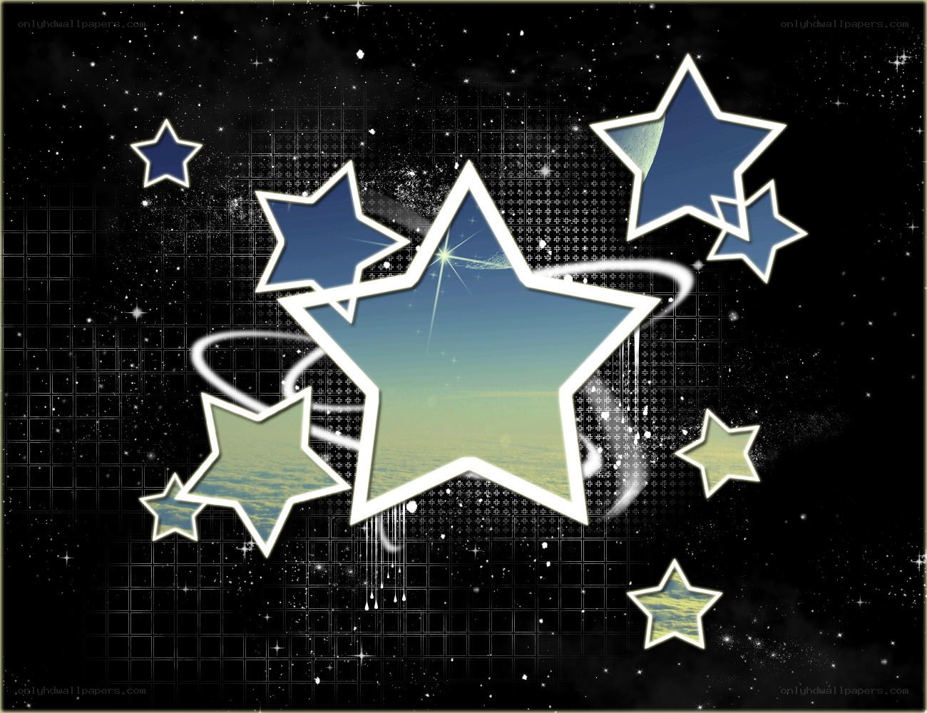 starry night with glowing stars