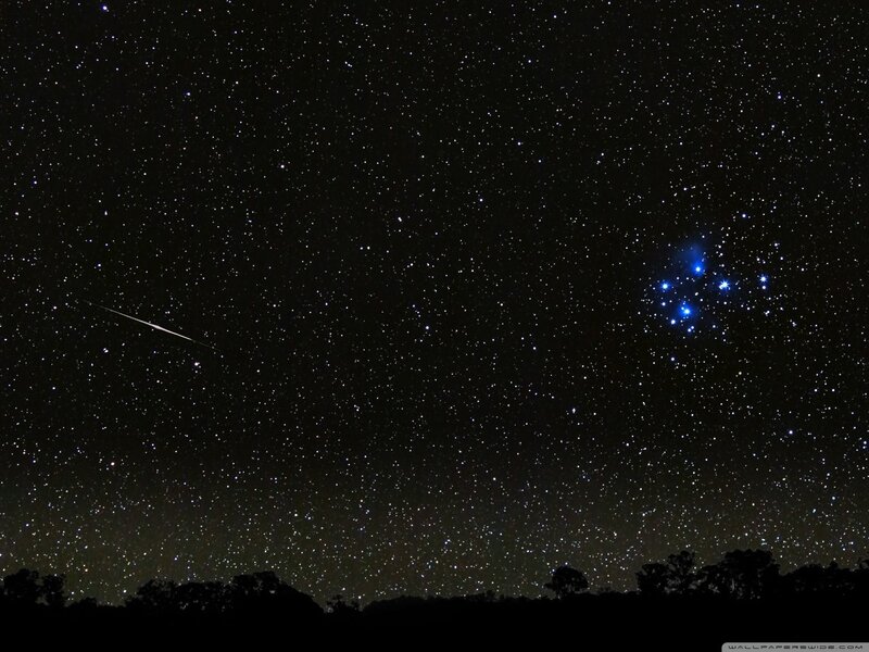 Starry night with meteor and stars