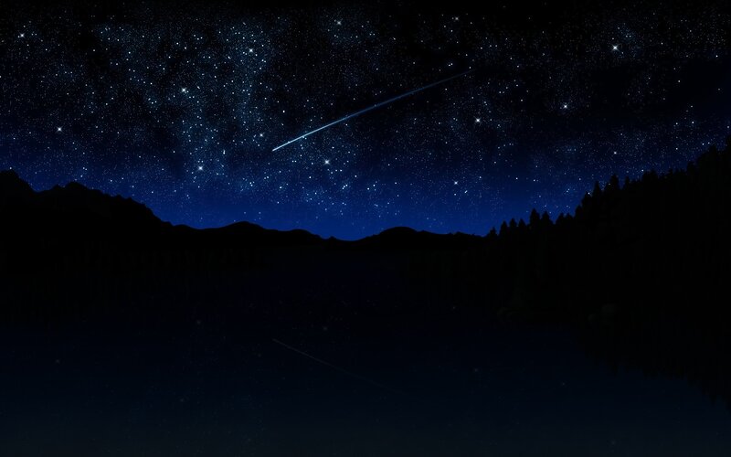 Starry night with meteor