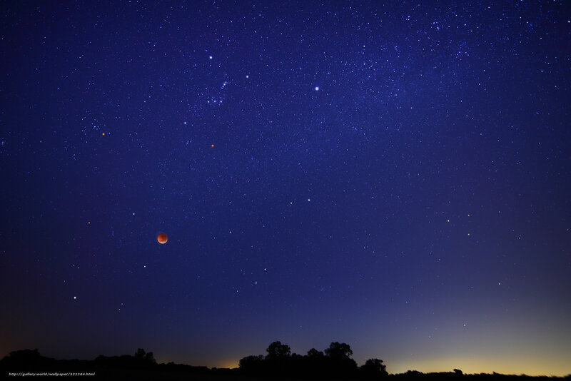Starry night with red moon
