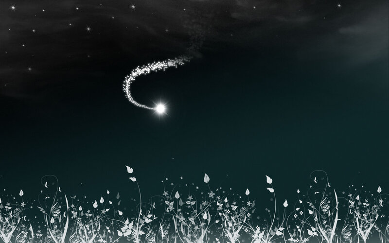 Starry night with shooting star