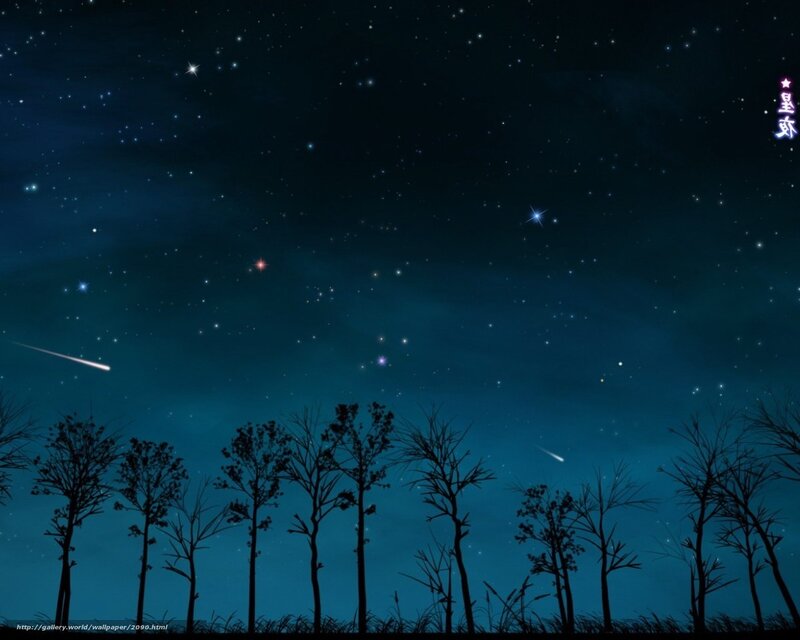Starry night with shooting stars
