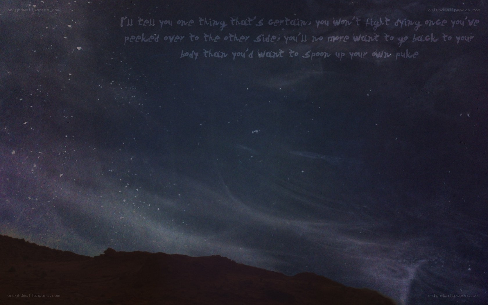 Starry night with text overlay