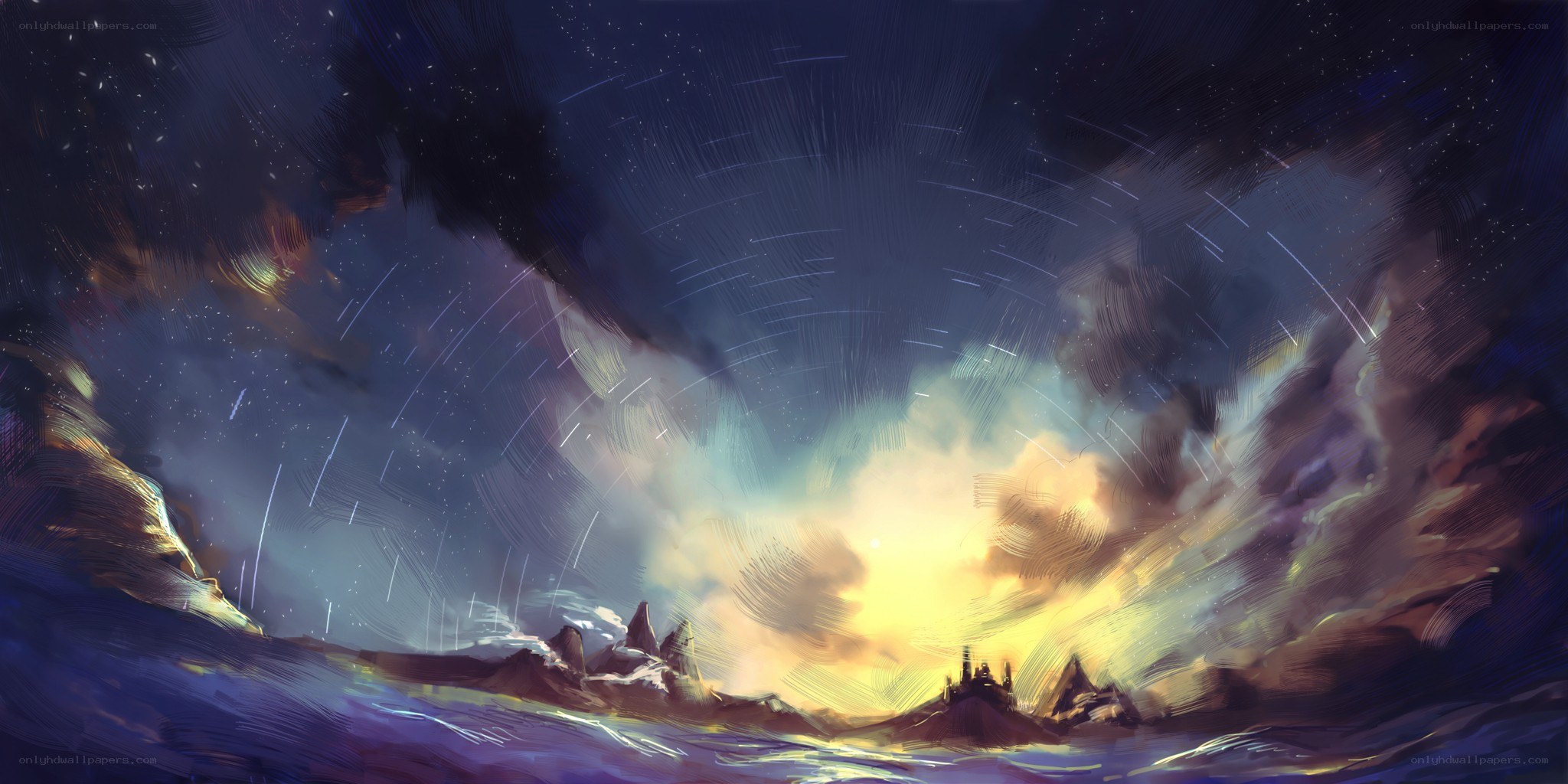 Starry sky over a castle