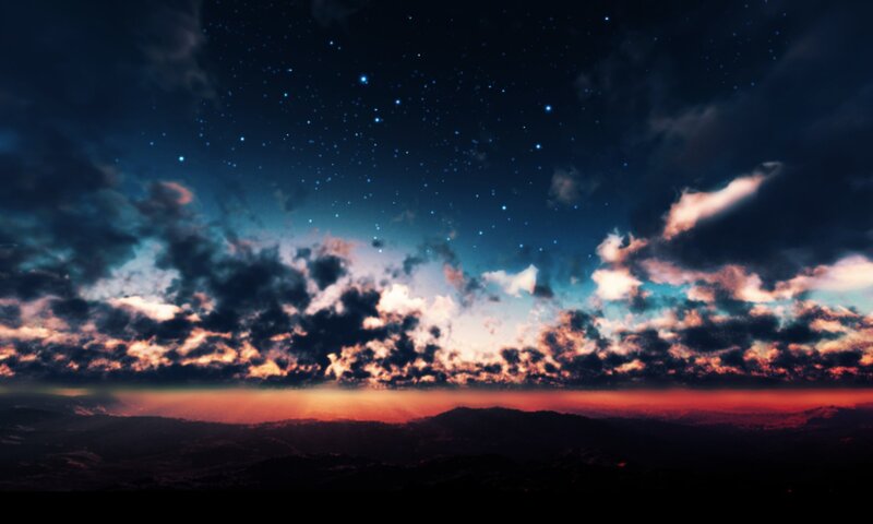 Starry sky over mountains