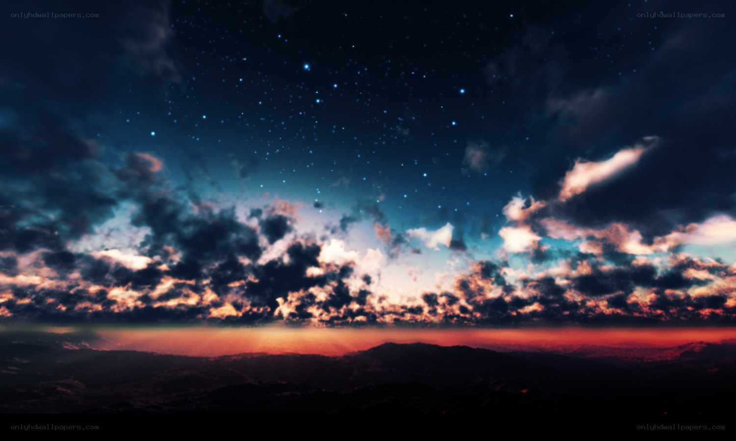 Starry sky over mountains