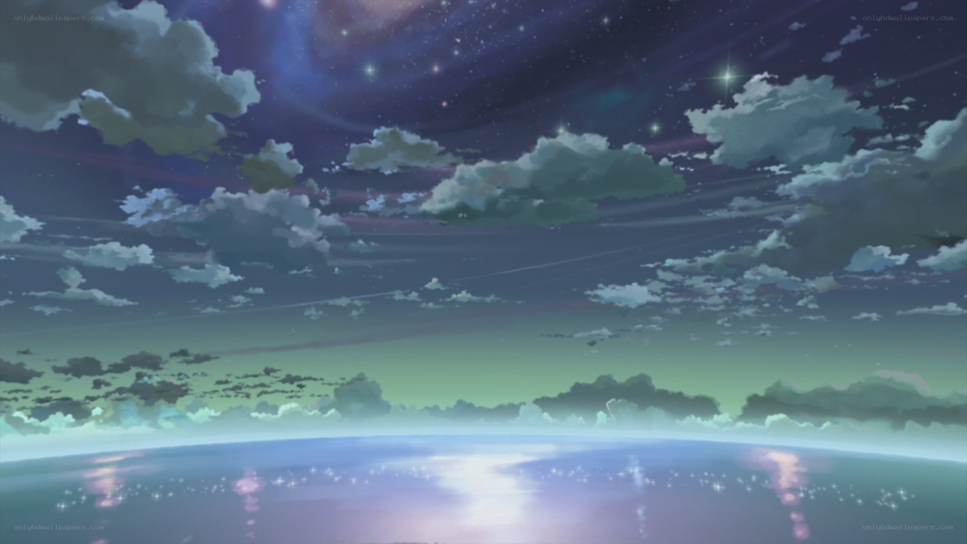 Starry sky over ocean