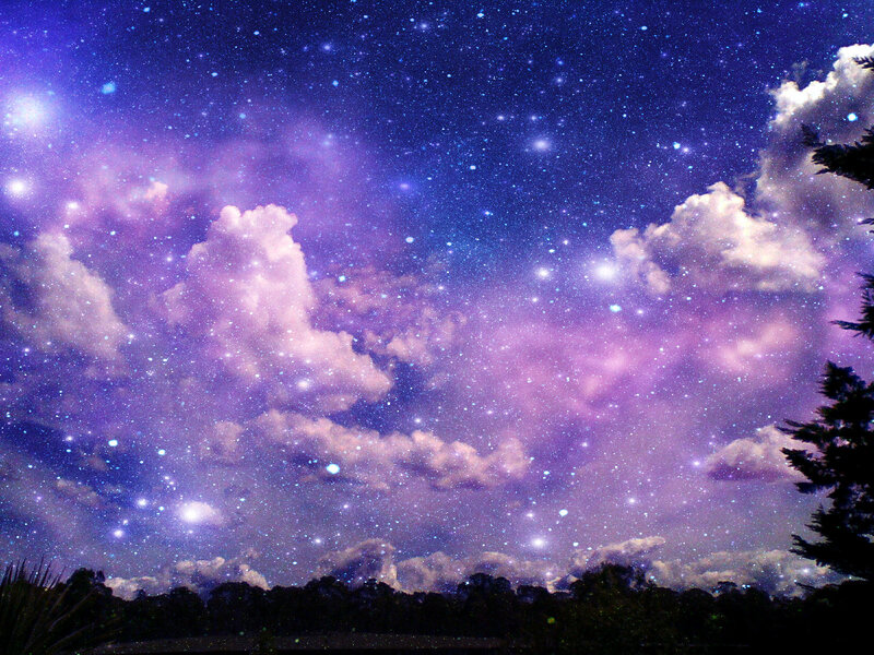 Starry Sky with Clouds — Purple