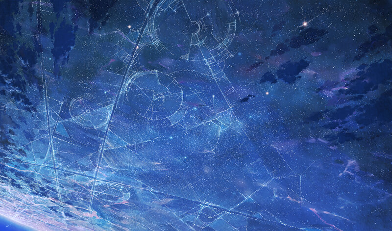 Starry Sky with Constellations — Blue, Serene, Night, Digital Art