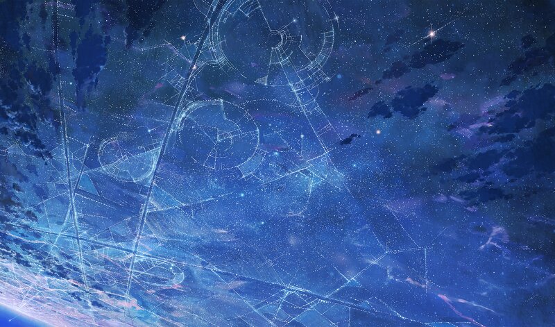 Starry Sky with Constellations — Blue, Serene