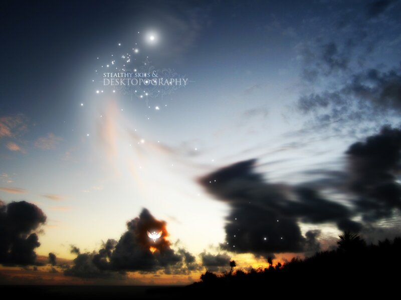 Starry sky with glowing moon