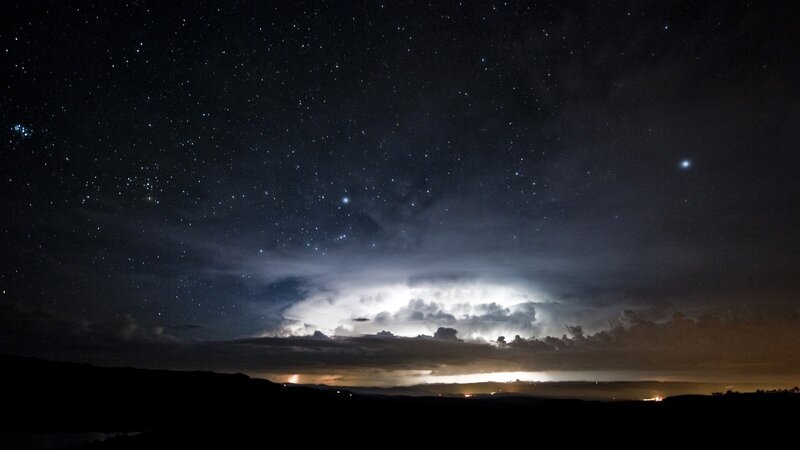 Starry Sky with Lightning