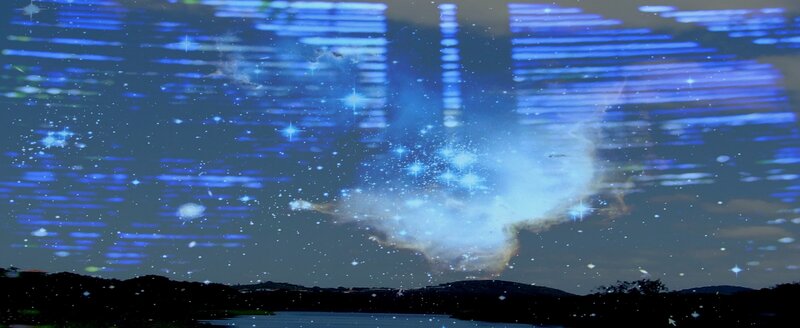 Starry sky with nebula projection