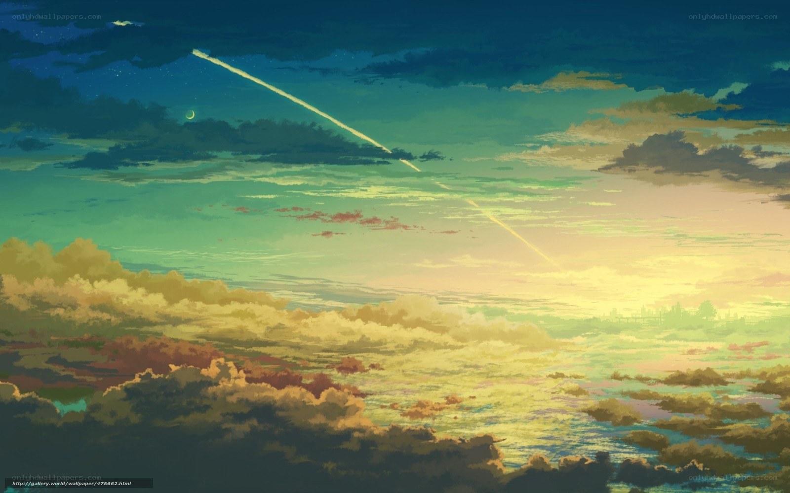 Starry sky with shooting star