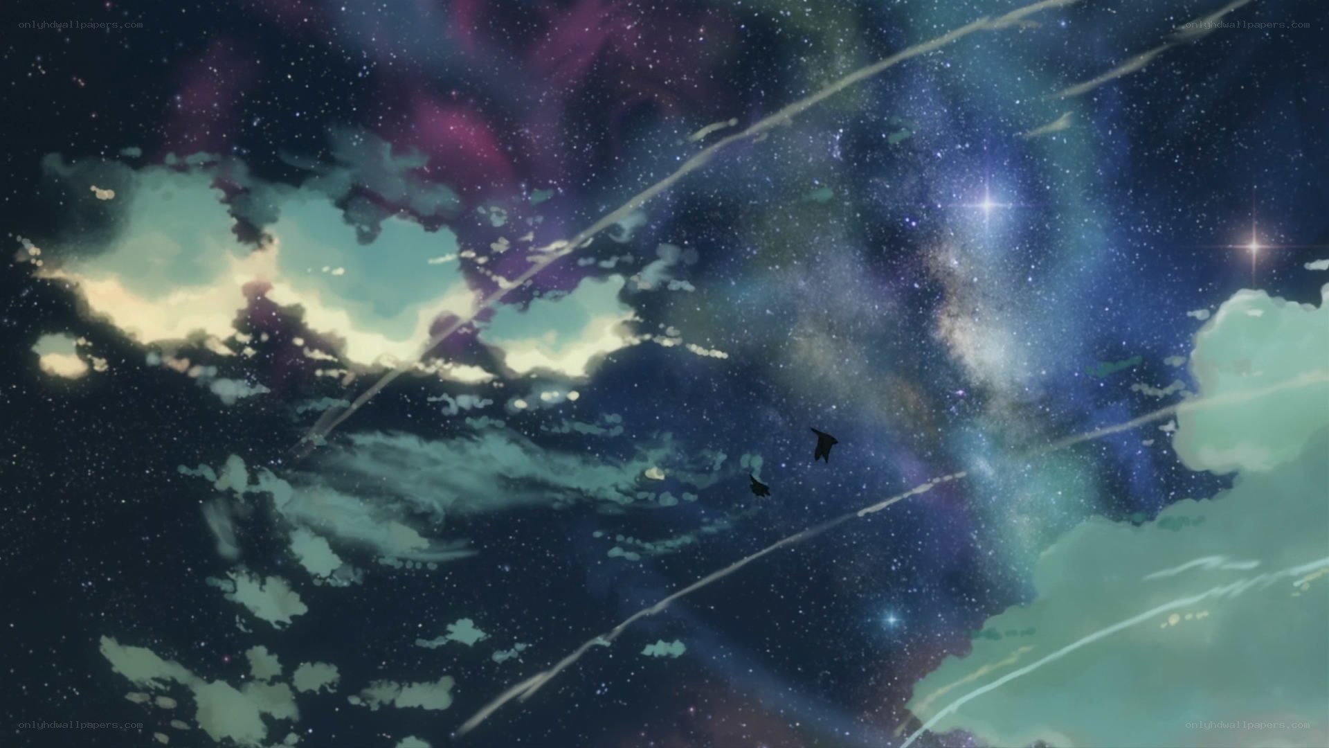 starry sky with shooting stars