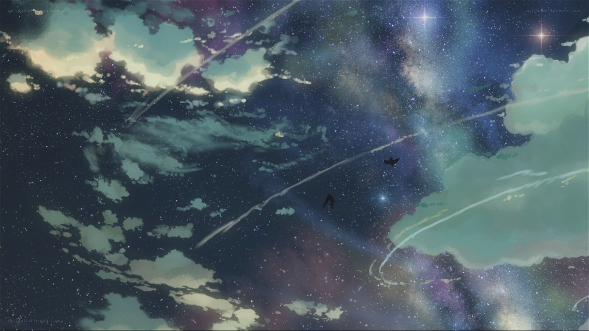 starry sky with shooting stars