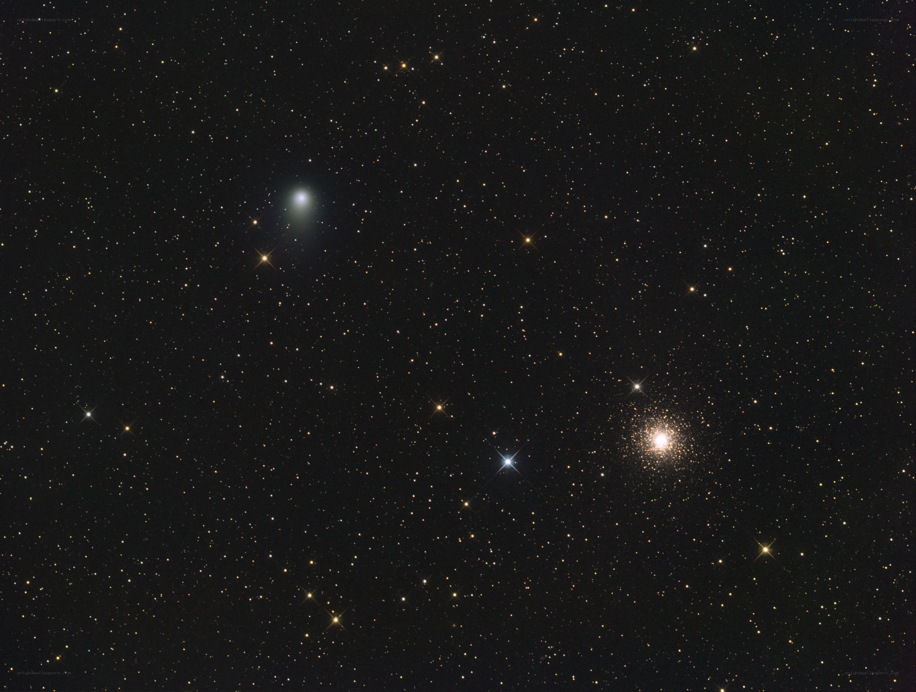 Stars and a comet in space