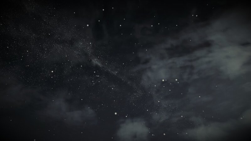Stars and Clouds in Night Sky — Black