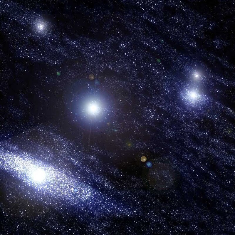 stars and galaxies in space